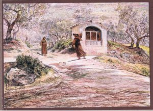 Św. Franciszek każe bratu Masseo wiele razy zawracać, aby znaleźć drogę, którą powinien iść, 1919 autorstwa Eugene Burnand