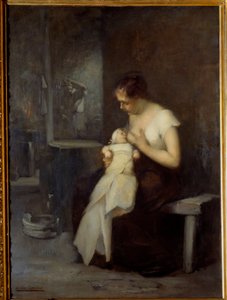Kobieta karmiąca Obraz Eugene Carriere (1849-1906) 1879 Nd. 0,81x0,59 m Rouen, Musee des Beaux Arts autorstwa Eugène Carrière