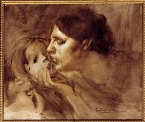 Pocałunek matki Obraz Eugene Carriere (1849-1906) XIX wiek 0,46 x 0,55 m Paryż, Musee d
