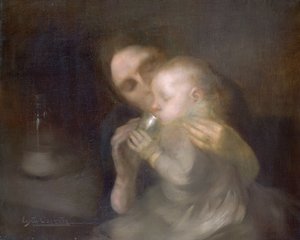 Blaszany kubek (olej na płótnie) autorstwa Eugène Carrière