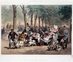 Spacer samochodem po Ogrodzie Tuileries w Paryżu w XIX wieku Litografia Eugene