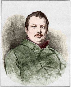 Portret Honore Balzaca w 1830 (1799 - 1850), francuskiego pisarza. Grawerowanie: Eugene Chiquet. autorstwa Eugene Chiquet