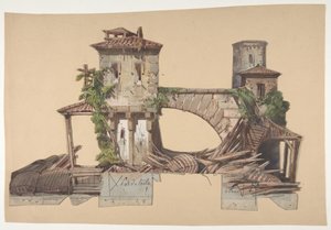 Projekt scenografii w Operze, Paryż, 1830-90. autorstwa Eugene Ciceri