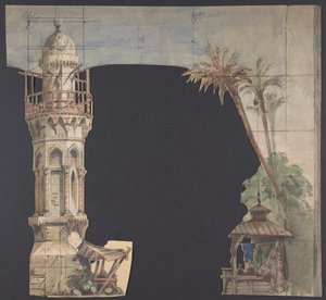 Projekt scenografii w Operze, Paryż, 1830-90. autorstwa Eugene Ciceri