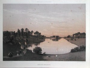 Bois de Boulogne z "Paryża w jego blasku", ok. 1860 (litografia) autorstwa Eugene Ciceri
