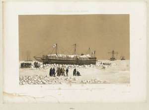 Pływająca bateria Tonnante w lodzie w pobliżu Kinburn, 1856 r autorstwa Eugene Ciceri
