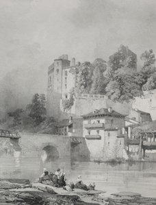 Malownicze i romantyczne podróże po starożytnej Francji. Bretania: Zamek Clisson autorstwa Eugene Ciceri
