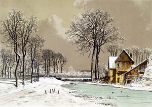 Pejzaż zimowy - Chromolitografia Cyceri, b.d. autorstwa Eugene Ciceri