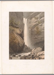 Widok na wodospad Dard Cascade du Dard (tytuł na obiekcie) Twarze w Szwajcarii, Sabaudii i Tyrolu (tytuł serii) La Suisse, la Savoie et le Tyrol (tytuł serii na obiekcie)