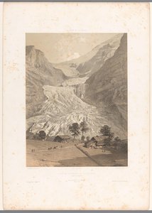 Widok na wysoki lodowiec Grindelwald Glacier Superior de Grindelwald (tytuł na obiekcie) Twarze w Szwajcarii i Sabaudii (tytuł serii) La Suisse et la Savoie (tytuł serii na obiekcie) autorstwa Eugene Ciceri