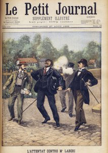 Próba zabójstwa Fernanda Laboriego, jednego z prawników broniących Alfreda Dreyfusa podczas jego drugiego sądu wojennego w Rennes „Le Petit Journal”, sierpień 1899 r.