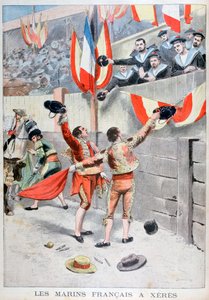 Francuscy marynarze oglądający walkę byków, Xeres, Hiszpania, 1899 autorstwa Eugene Damblans