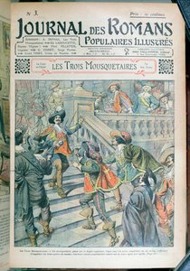 Przednia okładka serializacji Trzech muszkieterów Alexandre Dumas pere (1803-70) z Journal des Romans Populaires Illustres, 1905