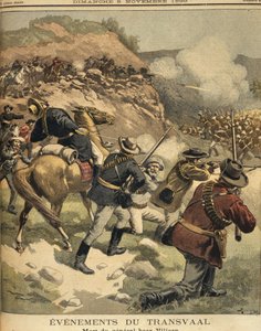 Republika Południowej Afryki, The Anglo Boer Wars, Śmierć generała burskiego Viljoena podczas walki z Anglikami, druk autorstwa Eugene Damblans