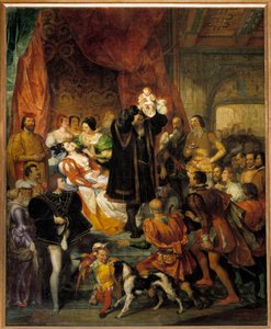 Narodziny króla Henryka IV w dniu 13.12.1553 w Chateau de Pau Jeanne III, znanej jako Jeanne d