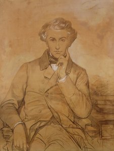Portret Henri Rebera (1807-80) (ołówek i biała kreda na papierze)