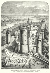 Chateau de Coucy, Pikardia, Francja, po odrestaurowaniu w XIX wieku przez Eugene Viollet-le-Duc