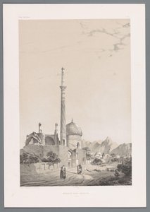Meczet Baba Sukhte z minaretem Bagh-e-Ghoushkhane w Isfahanie Meczet Baba-Souctah Ispahan (tytuł na obiekcie) Perskie pejzaże (tytuł serii) Perse modern (tytuł serii) autorstwa Eugene Flandin