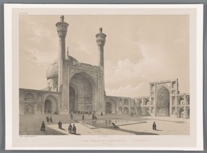 Dziedziniec meczetu Jameh w Isfahan Cour intérieure de la grande mosquee (Ispahan) (tytuł przedmiotu) Perskie pejzaże (tytuł serii) Perse modern (tytuł serii)