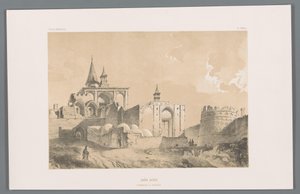 Grobowiec Imamzadeh w Kashan Imâm zadeh (tombeau a Kachân) (tytuł na obiekcie) Perskie pejzaże (tytuł serii) Perse modern (tytuł serii) autorstwa Eugene Flandin