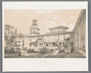 Pałac Char Bagh w Isfahanie Palais du Tchar-Bach Ispahan (tytuł na obiekcie) Perskie pejzaże (tytuł serii) Perse modern (tytuł serii) autorstwa Eugene Flandin