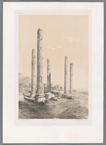 Ruiny Persepolis Persepolis (tytuł na obiekcie) Perskie pejzaże (tytuł serii) Perse modern (tytuł serii) autorstwa Eugene Flandin