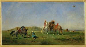 Chasse au faucon en Algerie - Polowanie z sokołami w ... autorstwa Eugène Fromentin