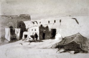 Wioska w Sahelu autorstwa Eugène Fromentin