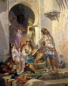 Orientalizm: „Kobiety z Algieru” Obraz Eugene Giraud (1806-1881) XIX wiek. Wycieczki, Muzeum Sztuk Pięknych