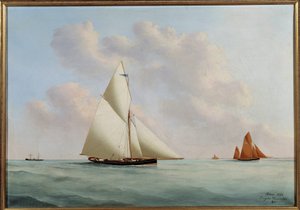 Jacht Sylphe w regatach. Obraz Eugene Margueritte-Grandin dit Eugene Grandin (1833-1916)
