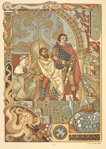 Król na tronie w sądzie. autorstwa Eugene Grasset