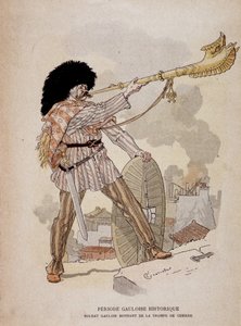 Żołnierz galijski dźwięczący z rogu wojny (karnyksa) – w „Ilustrowanych Kahierach Nauczania, Strojach Wojennych epoki brązu i epoce galijskiej”, wyd. Grasset autorstwa Eugene Grasset