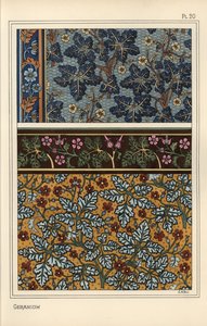 Motywy geranium we wzorach tapet i tkanin autorstwa Eugene Grasset