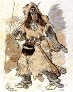 Człowiek w paleolicie, ok. 1900 r. (ilustracja) autorstwa Eugene Grasset