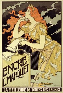 Reprodukcja plakatu reklamującego „Marquet Ink” autorstwa Eugene Grasset