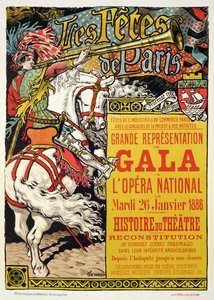 Reprodukcja plakatu reklamującego „Fetes de Paris”, Opera National, Paryż, 1885
