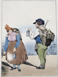 Wózek z latarnią, rue Mouffetard - w „”Souvenirs d