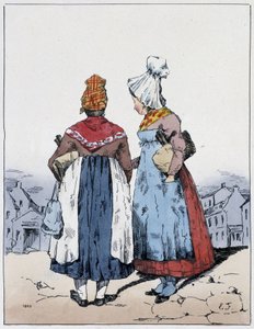 Dwie kobiety, Plac Kairski - w „Pamiątkach mokasynów” Eugène Forest, wyd. Delpech, Paryż, v.1830