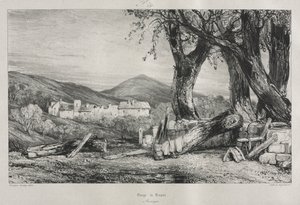 Malownicze i romantyczne podróże po dawnej Francji: Owernia obj. II, Wąwóz Royat, Tablica 79 , 1830 autorstwa Eugene Isabey