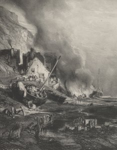Remont statku podczas odpływu, 1833. autorstwa Eugene Isabey