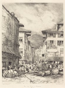 Rue des Gras w Clermont autorstwa Eugene Isabey
