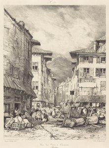 Rue des Gras w Clermont autorstwa Eugene Isabey