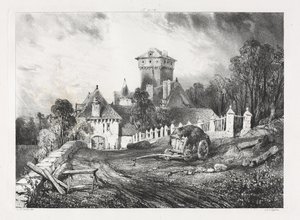 Malownicze i romantyczne podróże po antycznej Francji, Owernia: Château de Pesteil w Polminhac autorstwa Eugene Isabey