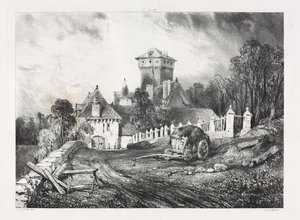 Malownicze i romantyczne podróże po antycznej Francji, Owernia: Château de Pesteil w Polminhac autorstwa Eugene Isabey