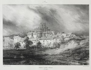 Malownicze i romantyczne podróże po starożytnej Francji, Owernia: Château de Pont-Gibaud autorstwa Eugene Isabey