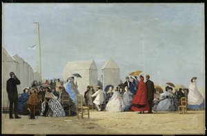 Plaża w pobliżu Trouville, 1864 autorstwa Eugene Louis Boudin