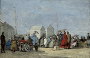 Scena na plaży w Trouville; Scena na plaży w Trouville, 1864 autorstwa Eugene Louis Boudin