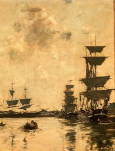 Deauville: Szkunery w Anchor, 1887 autorstwa Eugene Louis Boudin