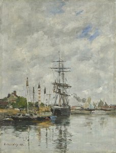 Deauville, basen łodzi, 1887 autorstwa Eugene Louis Boudin
