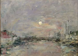 Zmierzch na doku handlowym w Le Havre, c.1892-94 autorstwa Eugene Louis Boudin